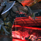 Kratos uses both hands to violently rip open a large, magical chest.